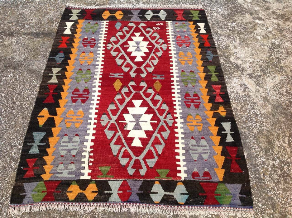Vintage Handwoven Kilim Rug 128cm x 94cm Unique Design