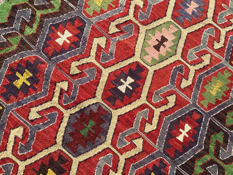 Vintage Käsinkudottu Kilim-matto 129 cm x 87 cm Villa Puuvilla