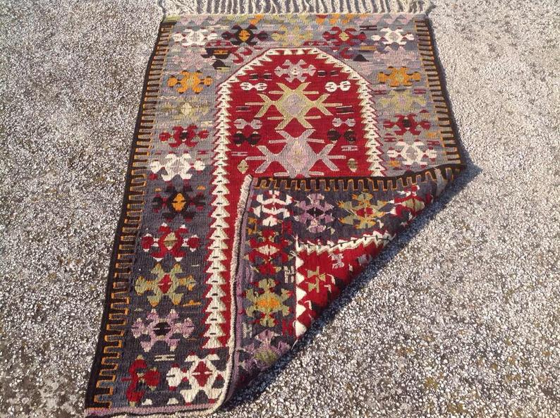 Vintage Handwoven Kilim Rug 137cm x 92cm Unique Design