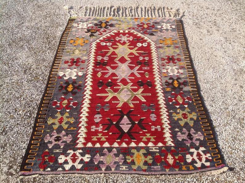 Vintage Handwoven Kilim Rug 137cm x 92cm Unique Design