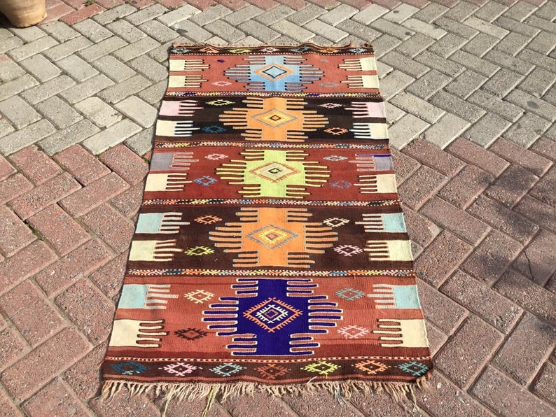 Vintage Handwoven Kilim Rug 147cm x 84cm Wool