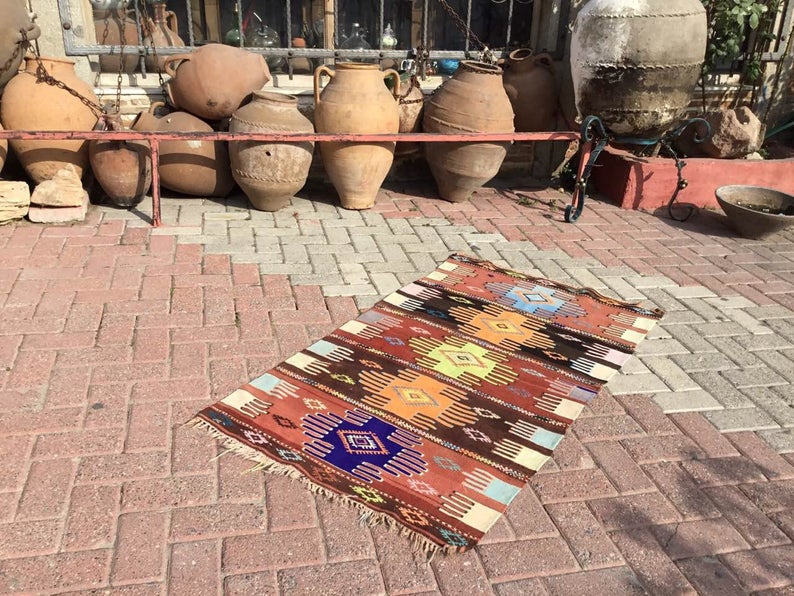 Vintage Handwoven Kilim Rug 147cm x 84cm Wool