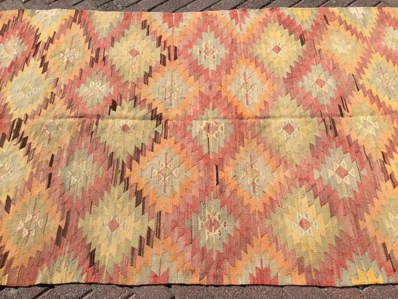 Vintage Handwoven Kilim Rug 275cm x 149cm Western Turkey