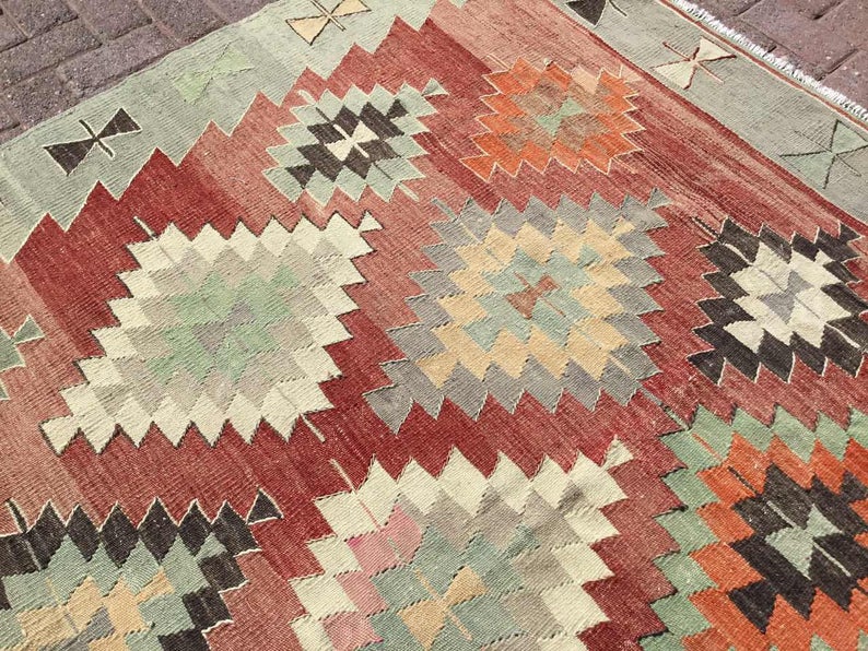 Vintage Handwoven Kilim Rug 293cm x 201cm Wool Cotton