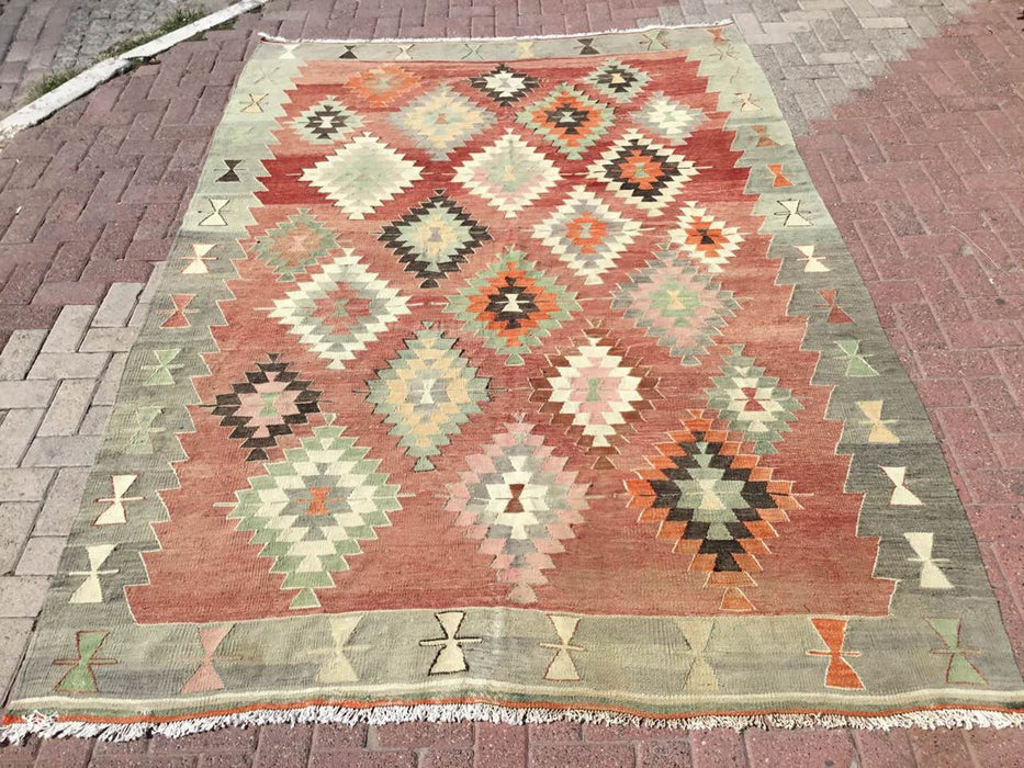 Vintage Handwoven Kilim Rug 293cm x 201cm Wool Cotton