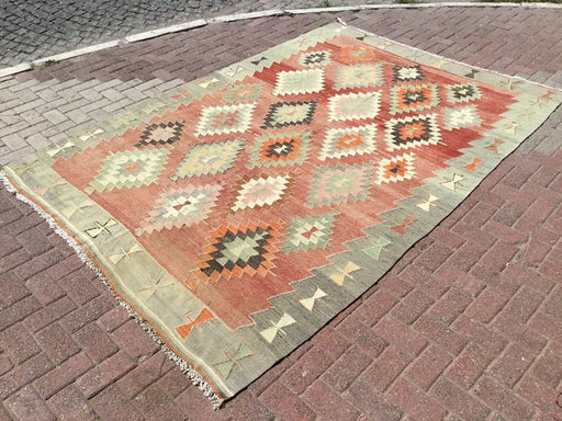 Vintage Handwoven Kilim Rug 293cm x 201cm Wool Cotton