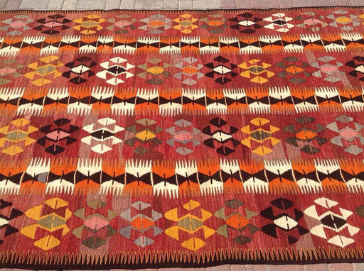 Vintage käsinkudottu Kilim-matto 300cm x 167cm Konya Turkey