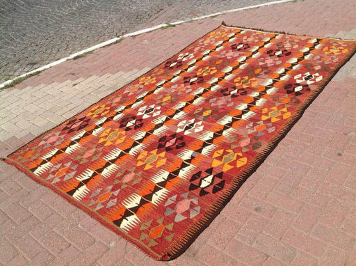 Vintage käsinkudottu Kilim-matto 300cm x 167cm Konya Turkey