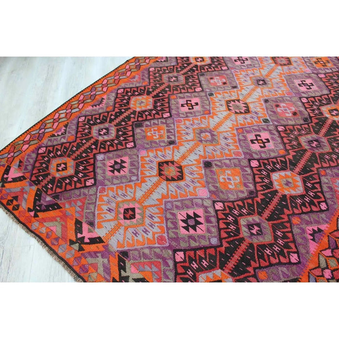 Vintage handgeweven Kelim-tapijt 430 cm x 144 cm #787