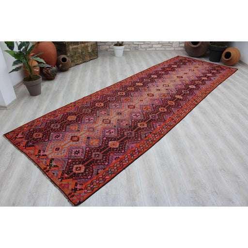 Vintage handgeweven Kelim-tapijt 430 cm x 144 cm #787