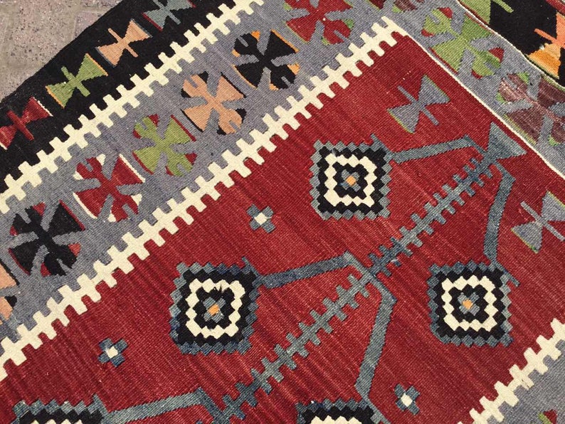 Vintage Handwoven Rug 163cm x 112cm Wool Cotton