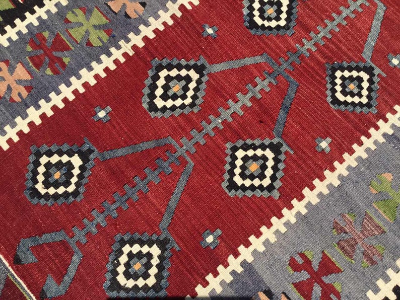 Vintage Handwoven Rug 163cm x 112cm Wool Cotton