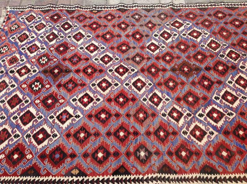 Vintage Handwoven Rug 193cm x 137cm From Central Turkey