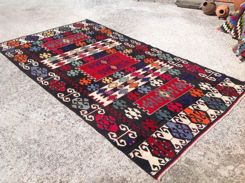 Vintage Handwoven Rug 304cm x 203cm from Central Turkey