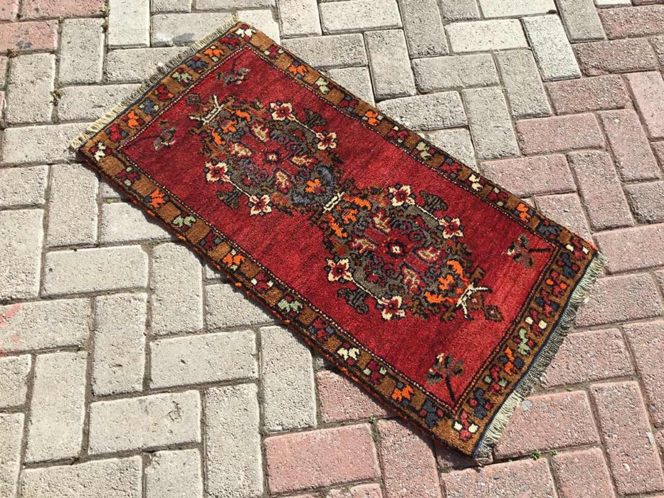 Vintage Handwoven Rug 99 cm x 50 cm Unique Design