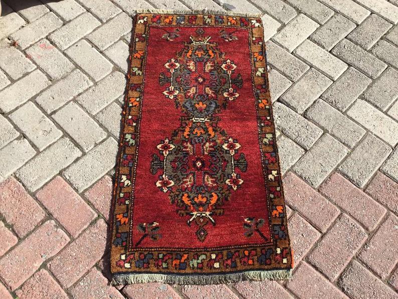 Vintage Handwoven Rug 99 cm x 50 cm Unique Design