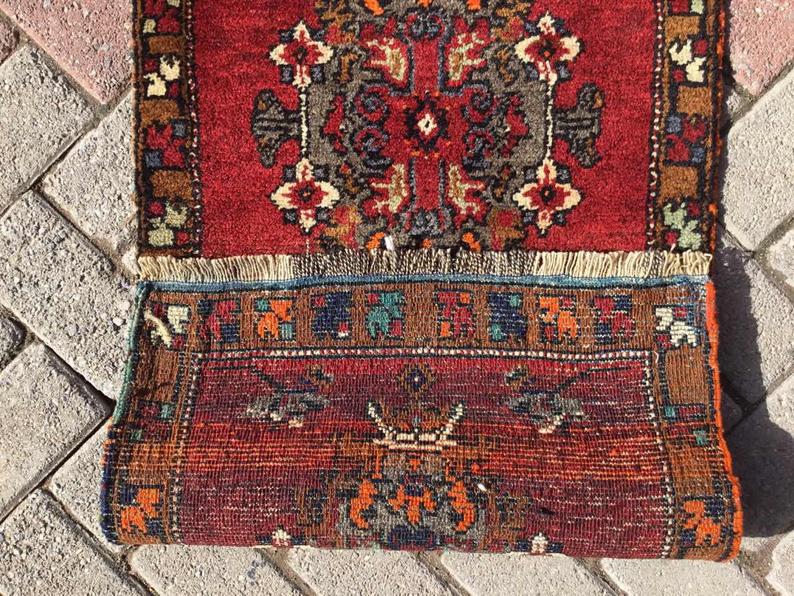 Vintage Handwoven Rug 99 cm x 50 cm Unique Design