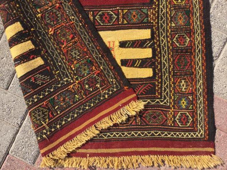 Vintage Handwoven Sumak Kilim Rug 169cm x 97cm