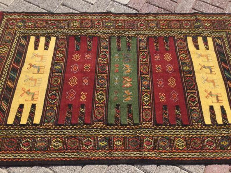 Vintage Handwoven Sumak Kilim Rug 169cm x 97cm