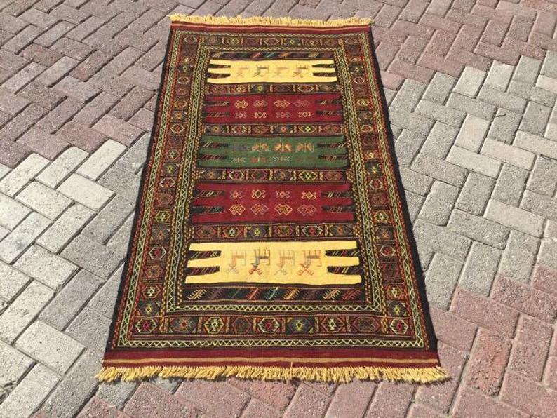 Vintage Handwoven Sumak Kilim Rug 169cm x 97cm