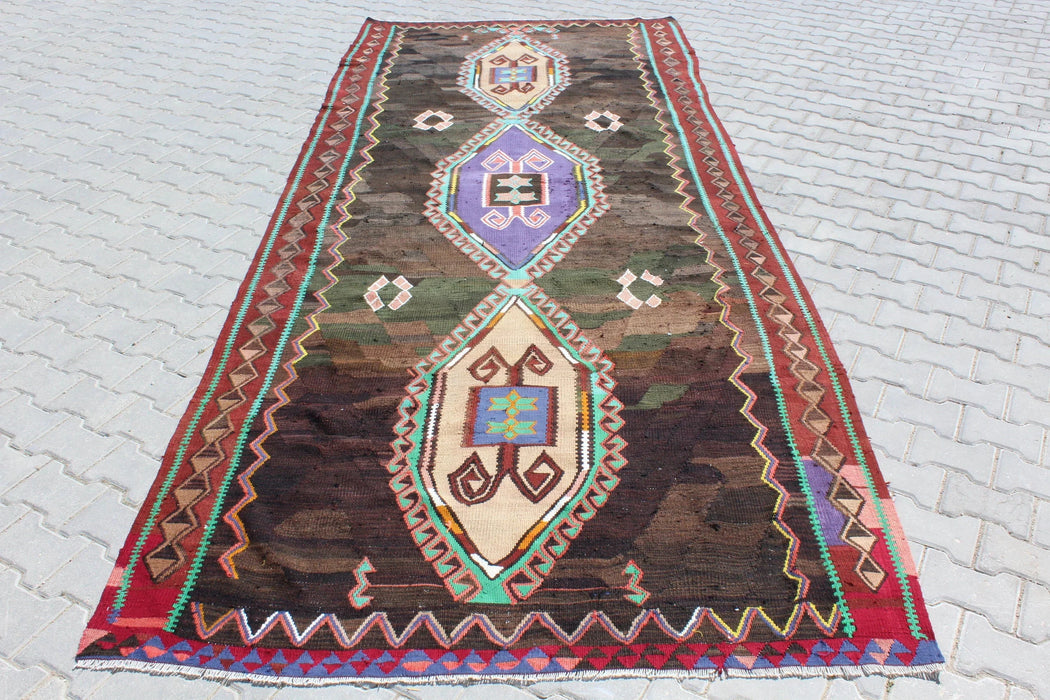 Vintage handgeweven Turkse Kelim Runner 173x421 cm #458