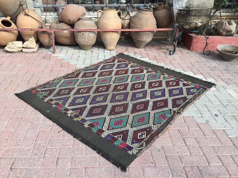 Vintage Handwoven Turkish Rug 166cm x 153cm