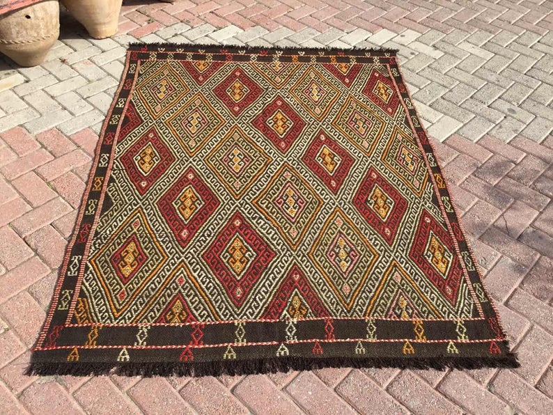 Vintage Handwoven Turkish Rug 179cm x 141cm Wool