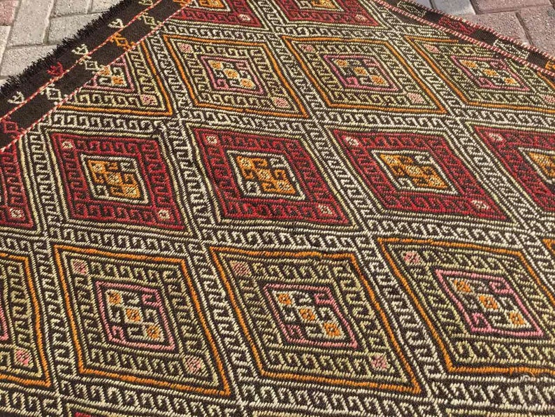 Vintage Handwoven Turkish Rug 179cm x 141cm Wool