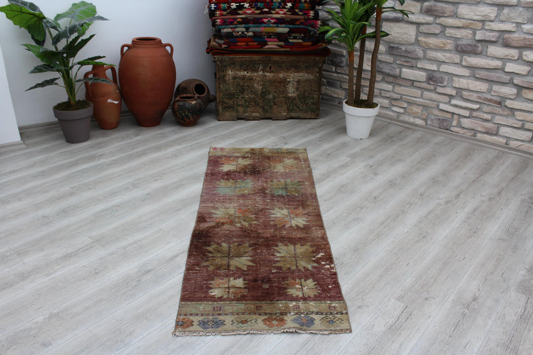 Vintage handgeweven Turks tapijt 185 x 68 cm