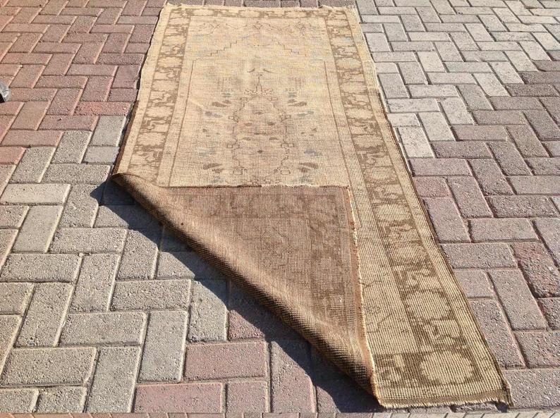Vintage Handwoven Turkish Rug 220cm x 99cm Unique Design