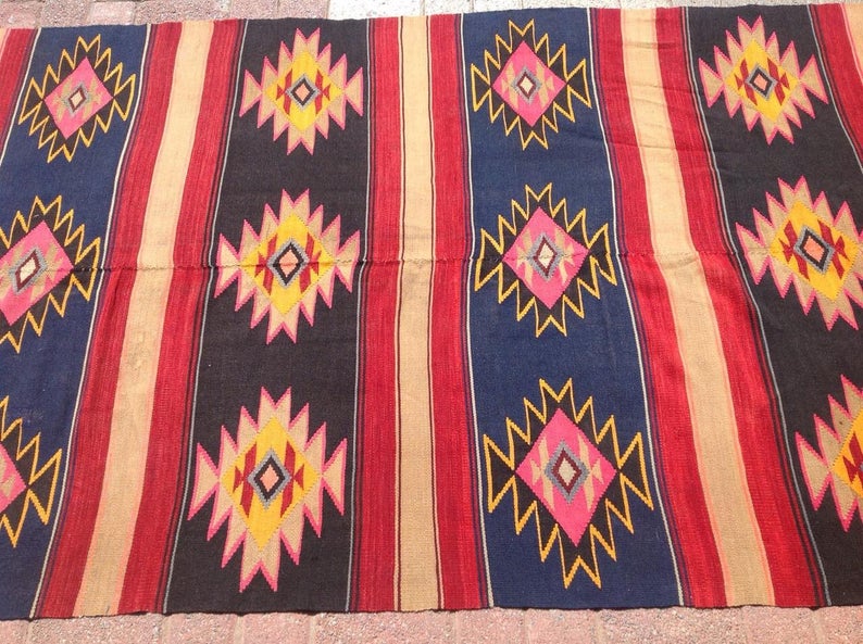 Vintage Handwoven Turkish Rug 231cm x 117cm Unique Design