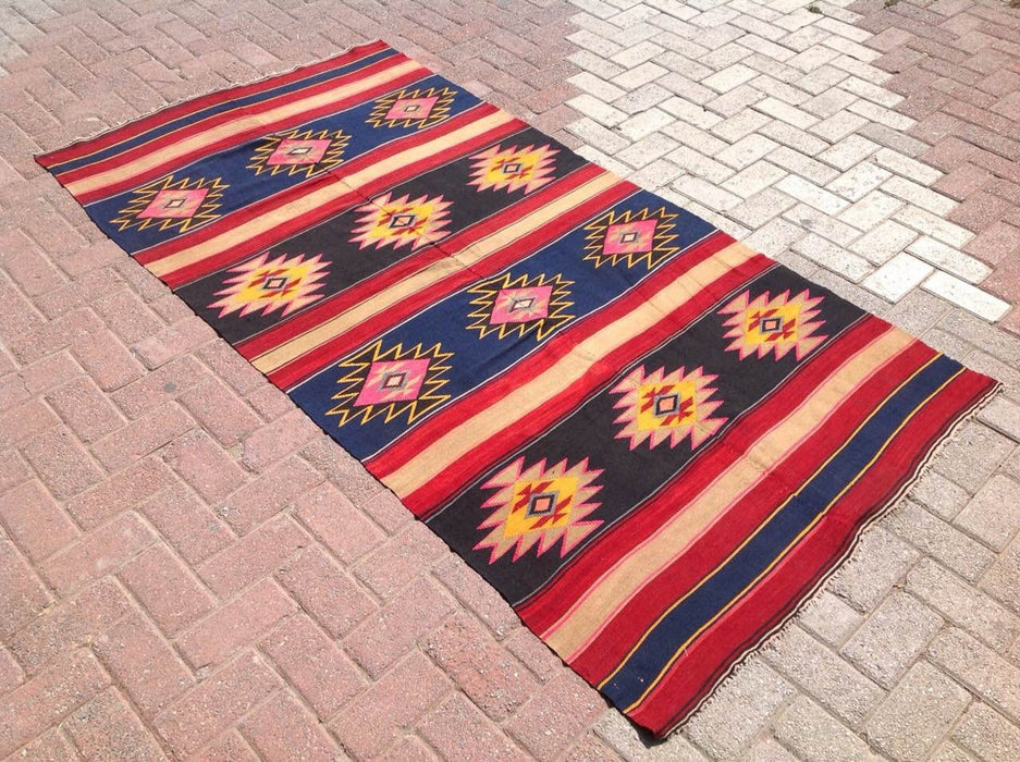 Vintage Handwoven Turkish Rug 231cm x 117cm Unique Design