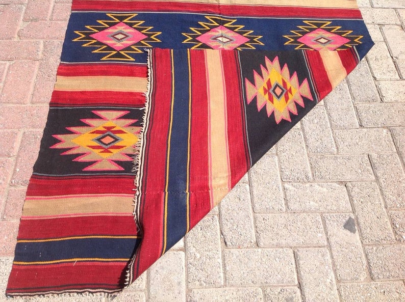 Vintage Handwoven Turkish Rug 231cm x 117cm Unique Design