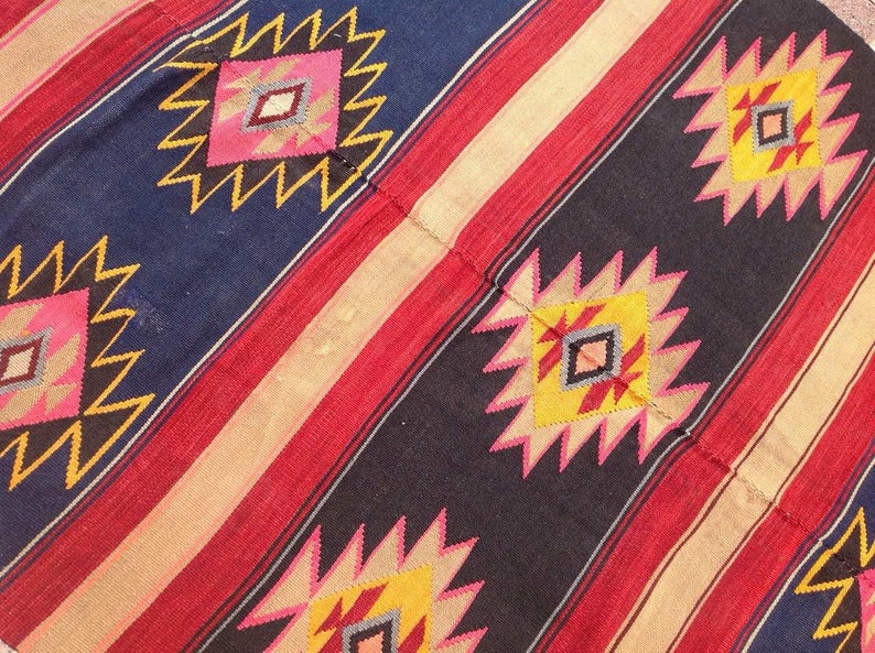 Vintage Handwoven Turkish Rug 231cm x 117cm Unique Design