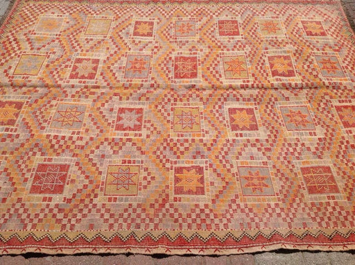 Vintage käsinkudottu turkkilainen matto 237cm x 186cm villapuuvilla