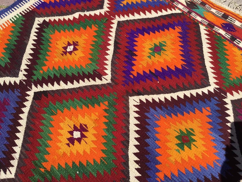 Vintage Handwoven Turkish Rug 245cm x 145cm Unique Design