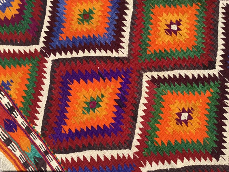 Vintage Handwoven Turkish Rug 245cm x 145cm Unique Design