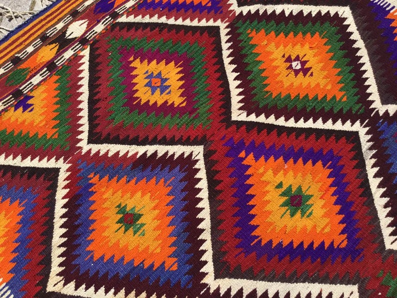 Vintage Handwoven Turkish Rug 245cm x 145cm Unique Design