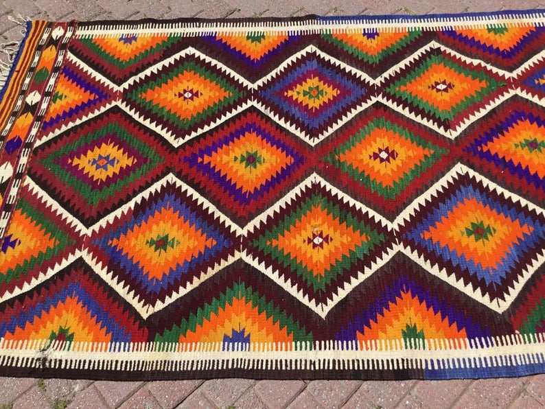 Vintage Handwoven Turkish Rug 245cm x 145cm Unique Design
