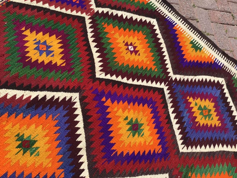 Vintage Handwoven Turkish Rug 245cm x 145cm Unique Design