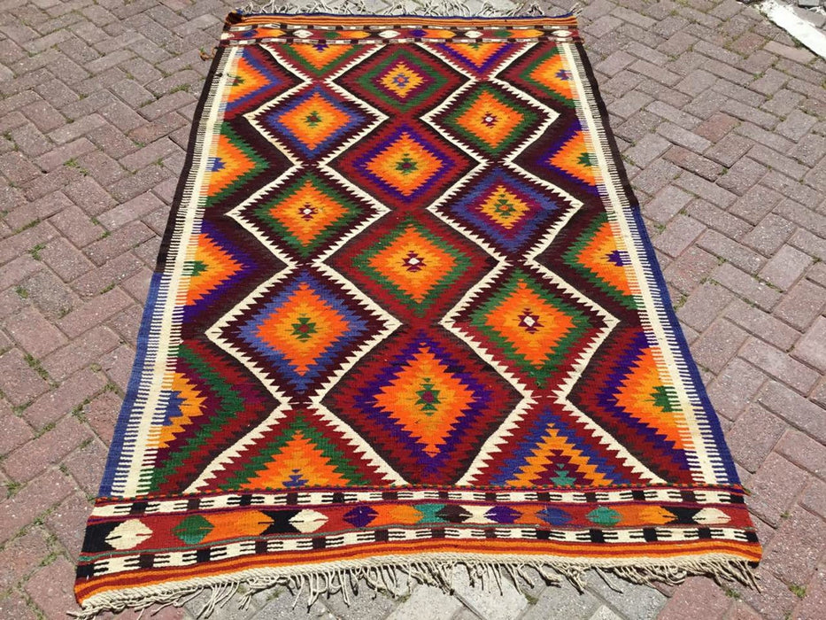 Vintage Handwoven Turkish Rug 245cm x 145cm Unique Design