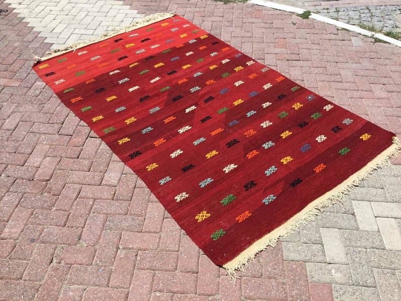 Vintage käsinkudottu turkkilainen matto 249cm x 154cm