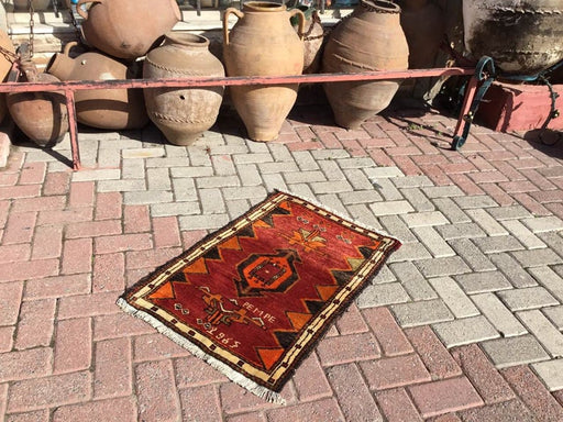 Vintage Handwoven Turkish Rug 87 cm x 60 cm Unique Design