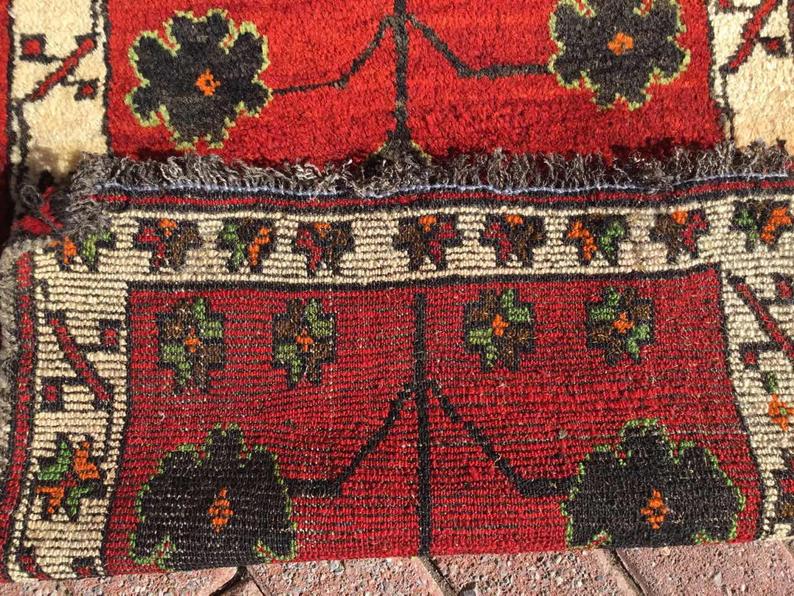 Vintage Handwoven Turkish Rug 90Cm X 57Cm #221