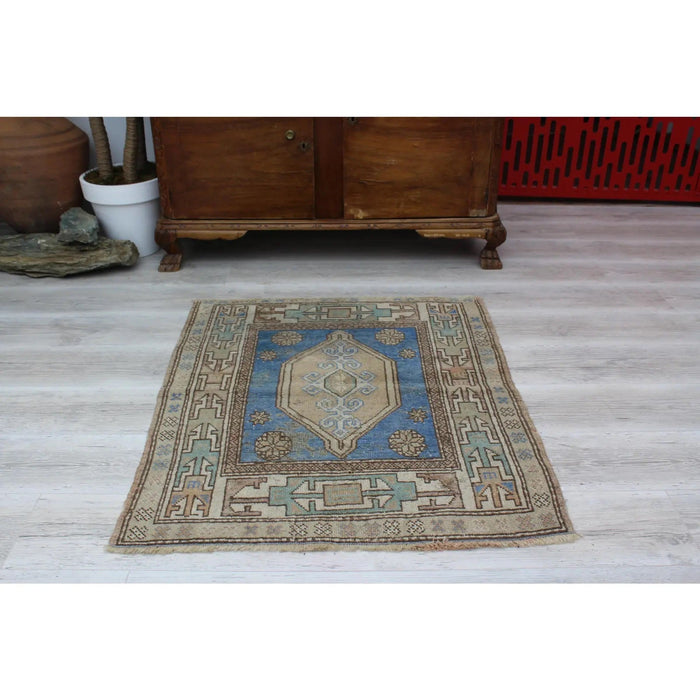 Vintage handgeweven Turks tapijt 99 x 81 cm