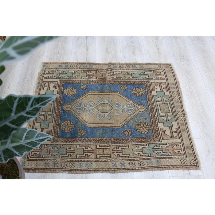 Vintage handgeweven Turks tapijt 99 x 81 cm