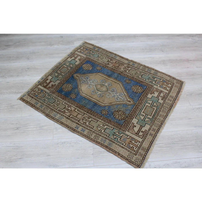 Vintage handgeweven Turks tapijt 99 x 81 cm