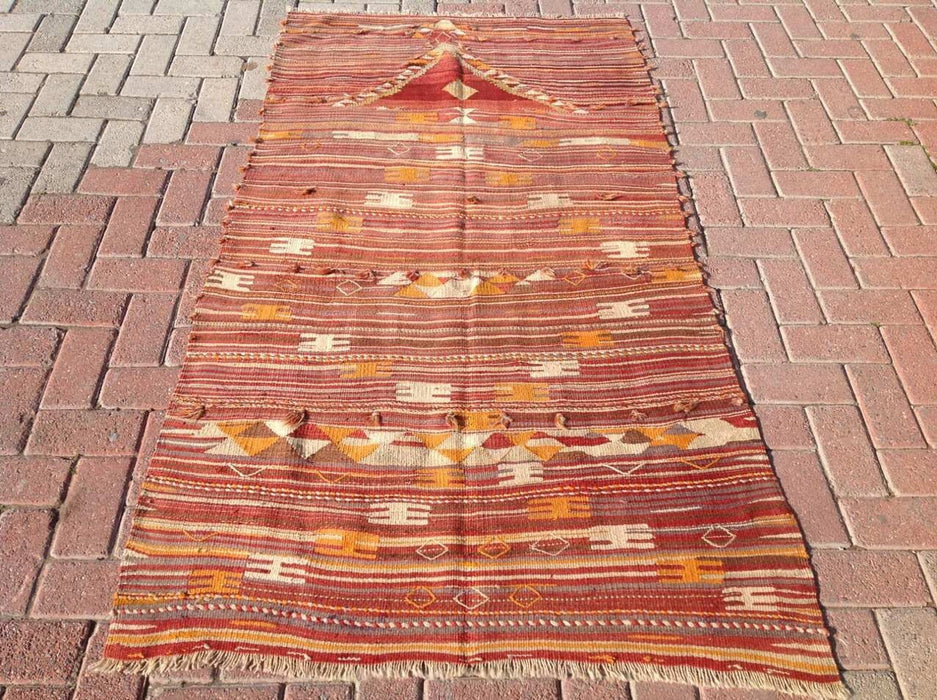 Vintage Handwoven Turkish Wool Rug 188cm x 101cm