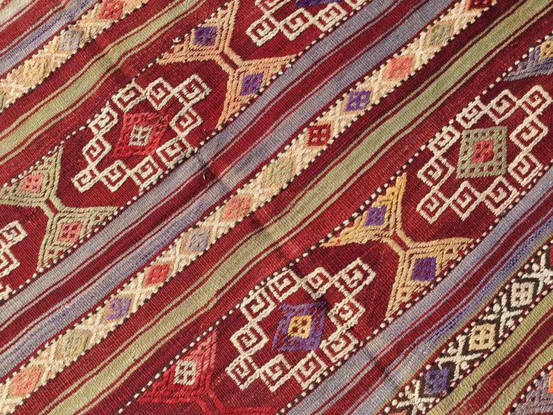 Vintage Handwoven Turkish Wool Rug 198cm x 145cm