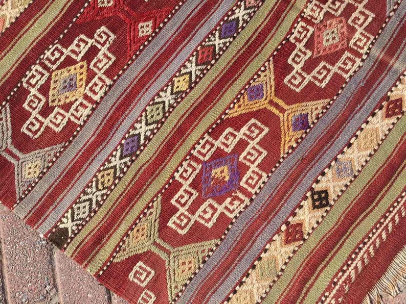 Vintage Handwoven Turkish Wool Rug 198cm x 145cm